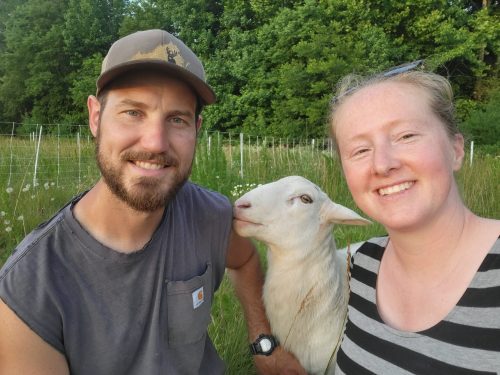 The Nixons with a sheep